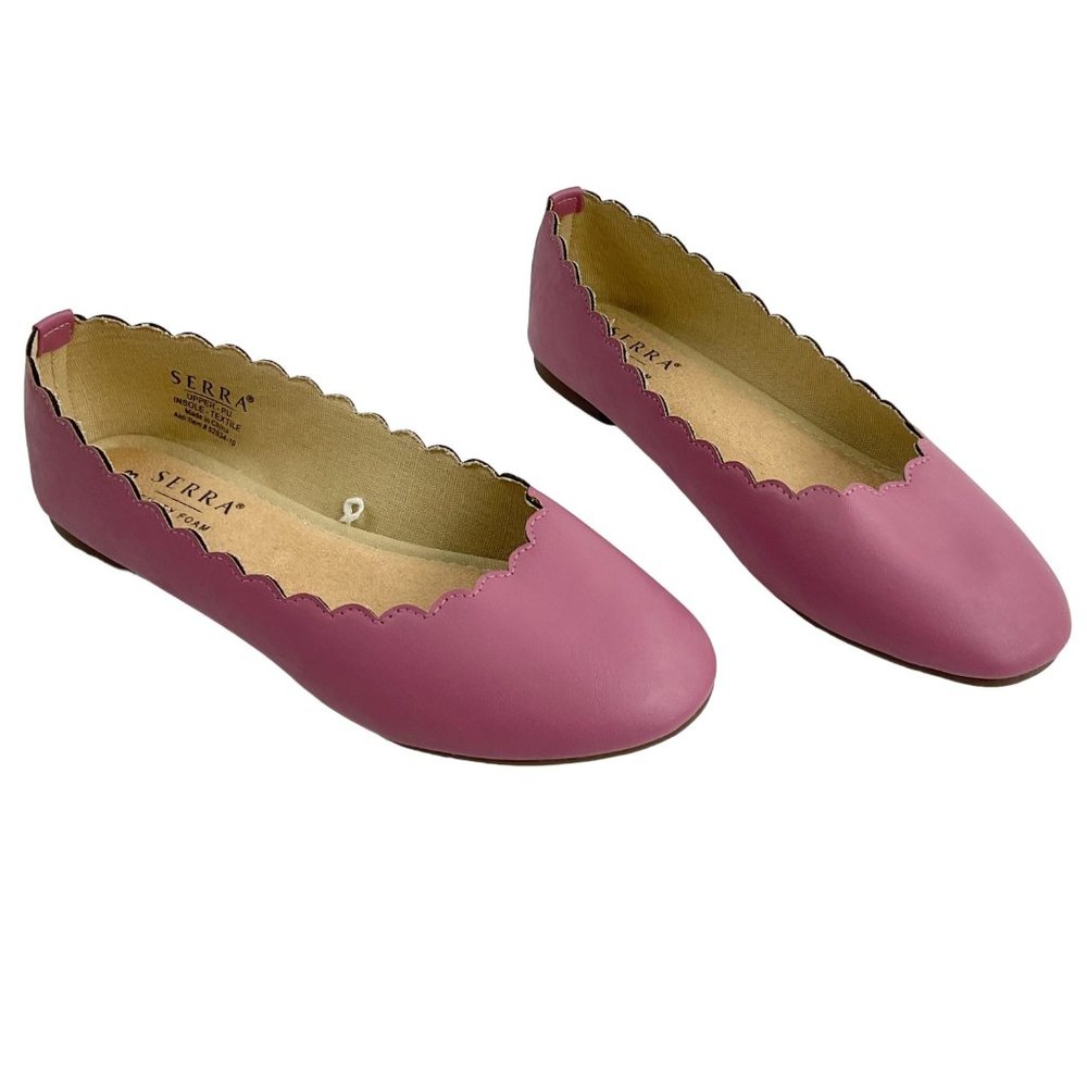 NEW Serra pink scalloped ballerina flats Size 8 Memory foam insole